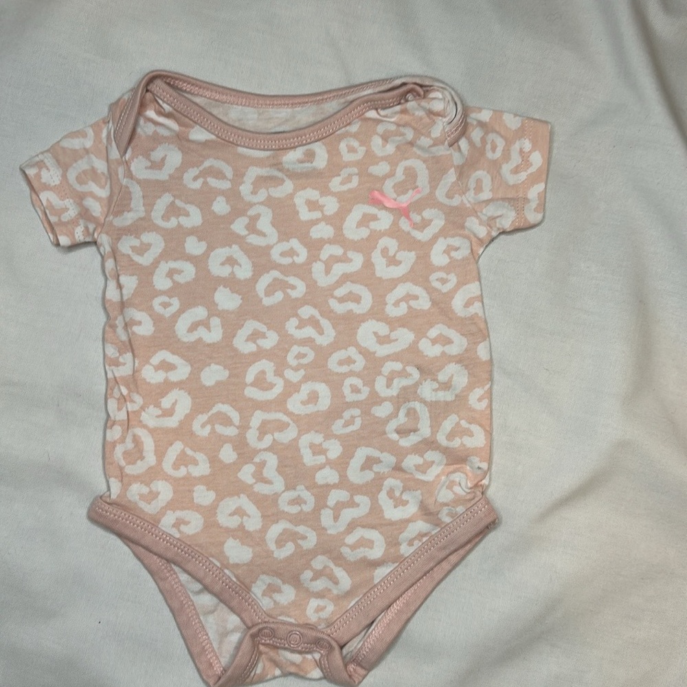 Leopard Heart Print Baby Onesie
